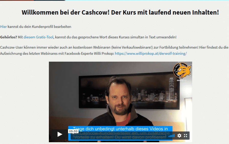 Cashcow-Kurs-Übersicht-System